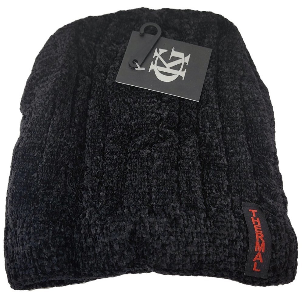NEW Women's Beanie Hat Cap Solid Plain Knit Ski Skull Cuff Warm Winter - Black - Picture 1 of 3